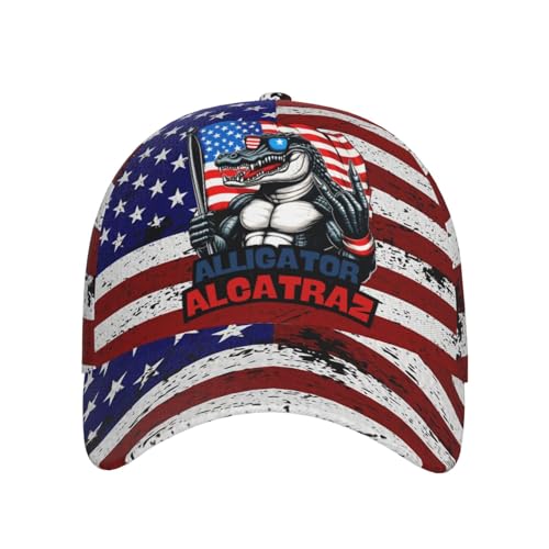 Alligator Alcatraz Hat Novelty Baseball Caps for Men Women Adjustable Hats Washed Distressed Baseball Cap Black One Size