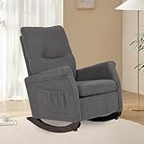 HXZDZ Rocking Chair Nursery, Nursing Rocking Chairs for Mom Nursery, Teddy Rocker Glider Chair with High Backrest,Reading Chair, Bedroom, Grey