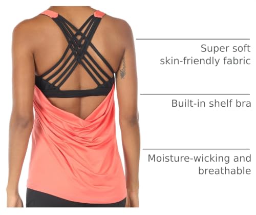 Image of icyzone Women's Open Back Workout Athletic Yoga Tank Tops with Built in Bra