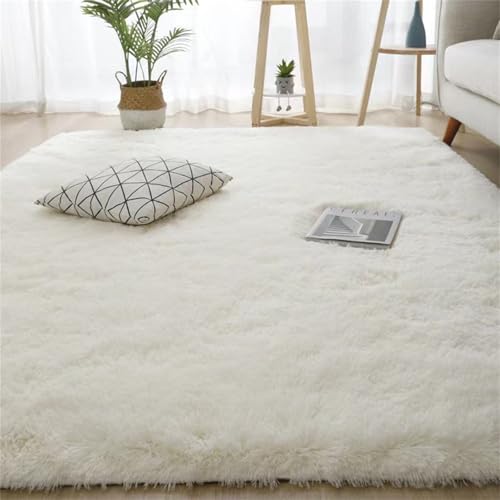 Highdi Tapis de Salon à Poils Longs Tapis Doux Moelleux Couleur Unie Grand Tapis de Chambre Antidérapant Confortable Moquette Shaggy pour Salon Couloir Baie...