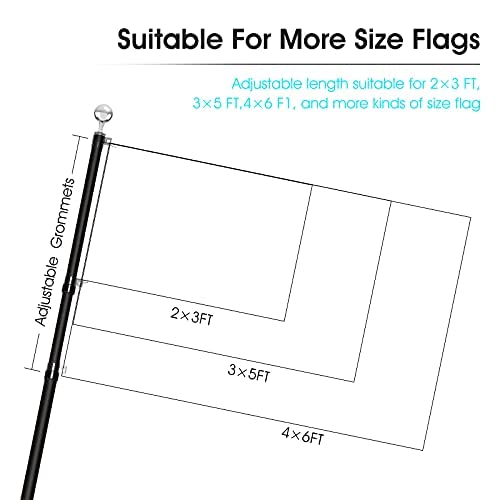 Wevalor 30Ft Telescopic Flag Pole Kit, Adjustable Heavy Duty Aluminum In Ground Telescoping Flag Pole With 3X5 American Flag, Outdoor Old Glory Flagpole Kits For Yard, Residential Or Commercial, Black #TOP3