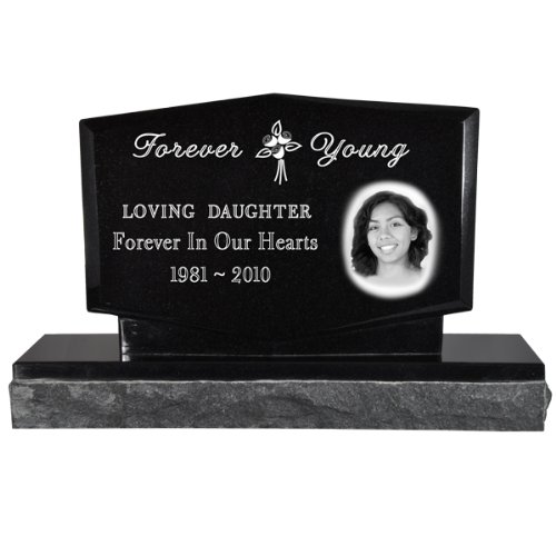 Photo Laser Engraved Garden Stone Memorial- Diamond Headstone