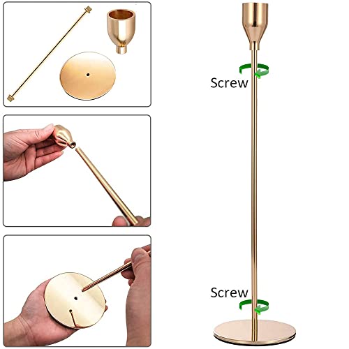 Elechood Candle Holders, Gold Taper Candlestick Holders In Different Size, 33/29/24Cm Candlelight, Vintage Candelabra Home Decorations For Valentine Christmas Wedding Party Dining Room(3 Pack) #TOP4