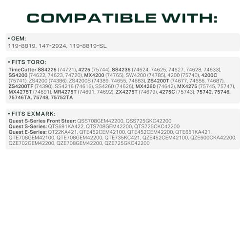 Image of UDC Parts 119-8819 Deck Belt Replacement for Toro TimeCutter 42 Inch SS4225 SS4235 4225 SS4200 MX4200 4200 MX4260 119-8819-SL 147-2924 Exmark Quest Zero Turn Mowers /Aramid Cord / 113.1 inches