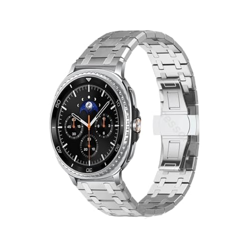 に適合隙間のないメタルステンレススチールバンド、Samsung Galaxy Watch 8/8classic/Ultra 2025に適合(Silver,For Galaxy Ultra 47mm)