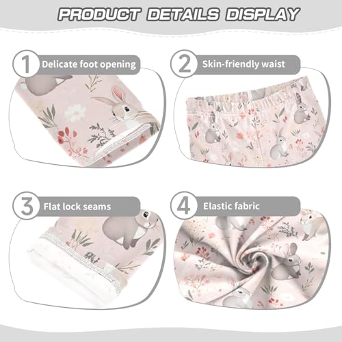 Cute Rabbits Girls Leggings,Workout Leggings for Girls Toddler Athletic Leggings Size for 3-10T3