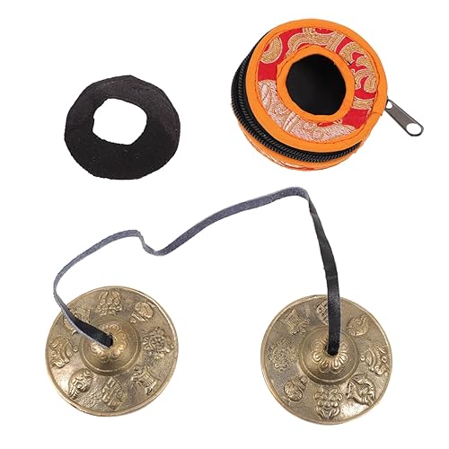 ERINGOGO 1Pc Handmade Brass Cymbal Bell for Meditation with Storage Bag Durable Chime for Yoga Practice and Religious Ceremony High Pitched Tone for Mindfulness and Relaxation