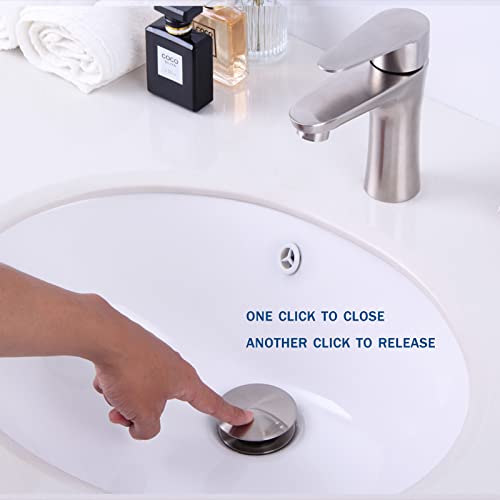 Bathroom Sink Drain, Angle Simple Brass Pop Up Drain Stopper, Vessel Sink Drain With Overflow, Lavatory Vanity Sink Drain Stoppers Brushed Nickel #TOP3