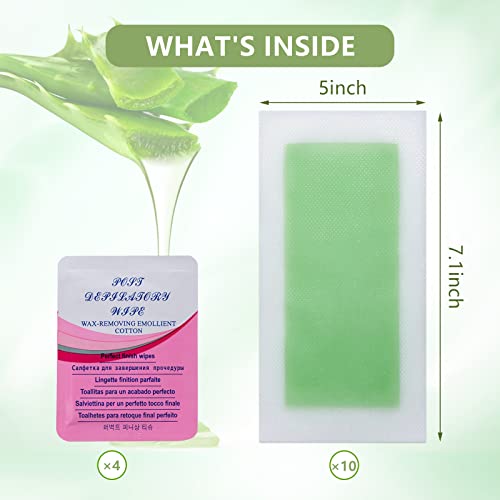 Viilife 20 Wax Strips 10 Pcs Double Sides Hair Removal Strips 7.1 X 5 Inches At Home Waxing Strips Hair Removal With 4 Calming Wipes #TOP6