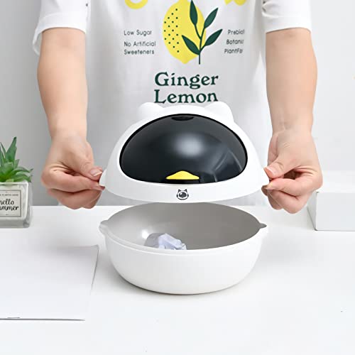 Mini basura de escritorio con tapa color blanco miniatura 5