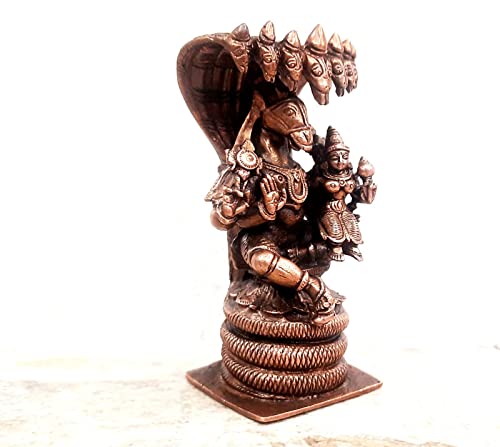 Image of Copper Idols, 10cm, Copper Handmade Lakshmi Hygirivar 394 gram, Patina Antique Finish, Pack of 1 Piece
