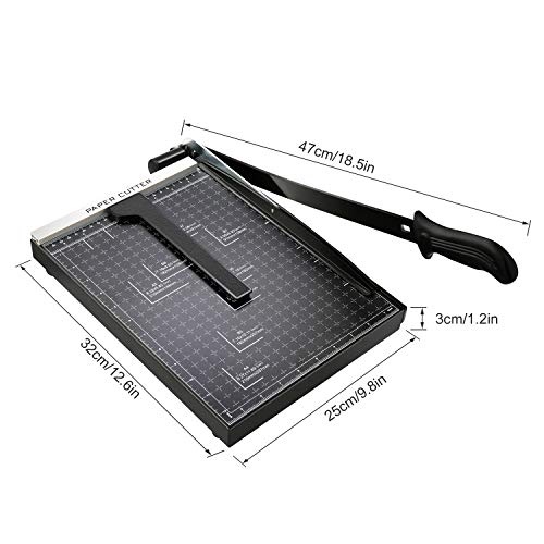 Anfan 12 Inch A4 Steel Heavy Duty Professional Paper Cutter Guillotine Paper Trimmer Machine 10 Sheets Capacity for Office Home Use (A4, Black)
