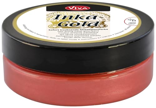Viva Decor Inka Gold Gilding Wax2.3 oz (Lava Red) - Easily Applicable Wax-Based Metallic Polishing Paste. Quick-Drying Metal Shine, High Gloss Effects for DIY. Decor Paste for Wood, Clay & Terracotta