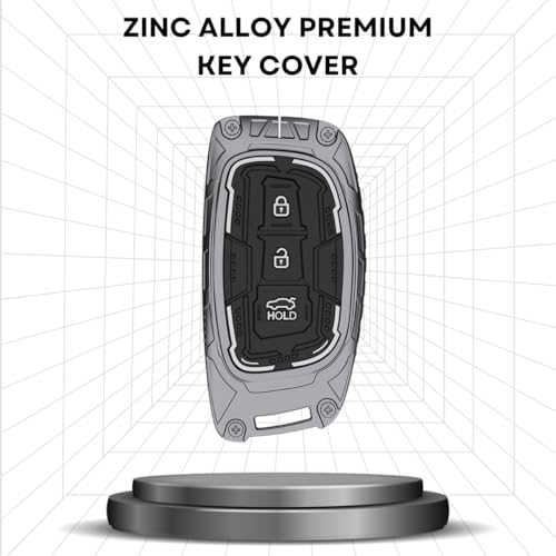 Image of KEYCEPT Metal Armor Key Cover Compatible for Hyundai Grand i10 NIOS Asta, Venue, i20, Aura, Creta, Exter, Elantra 3 Button Smart Key | Stylish & Durable | Easy Grip Protective Keycase