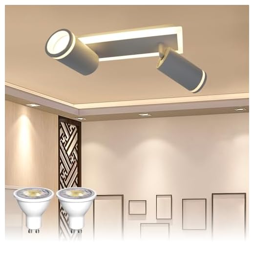 Klarlight LED foco de techo 2 llamas orientable, foco de techo con brillo inferior 12W+2x5W focos GU10, 3000K blanco cálido foco de techo blanco, GU10 foco de lámpara de techo para cocina