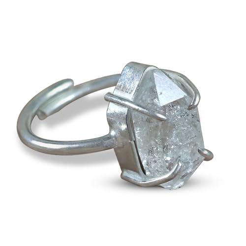 Image of Crystu Natural Herkimer Gemstone Adjustable Ring for Unisex