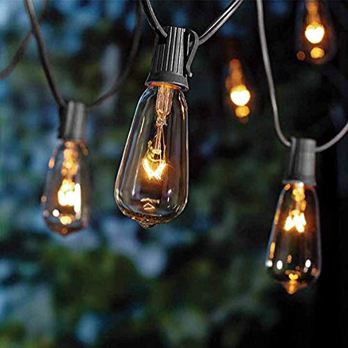 GOOTHY 20Ft Outdoor String Lights with 22 Edison Bulbs(2 Spare), 7W E17 Intremediate Base ST40 Vintage Outdoor Patio Lights Waterproof UL Listed for Bistro Garden Backyard Party Wedding Decor-Black by GOOTHY - Used condition - Image 3