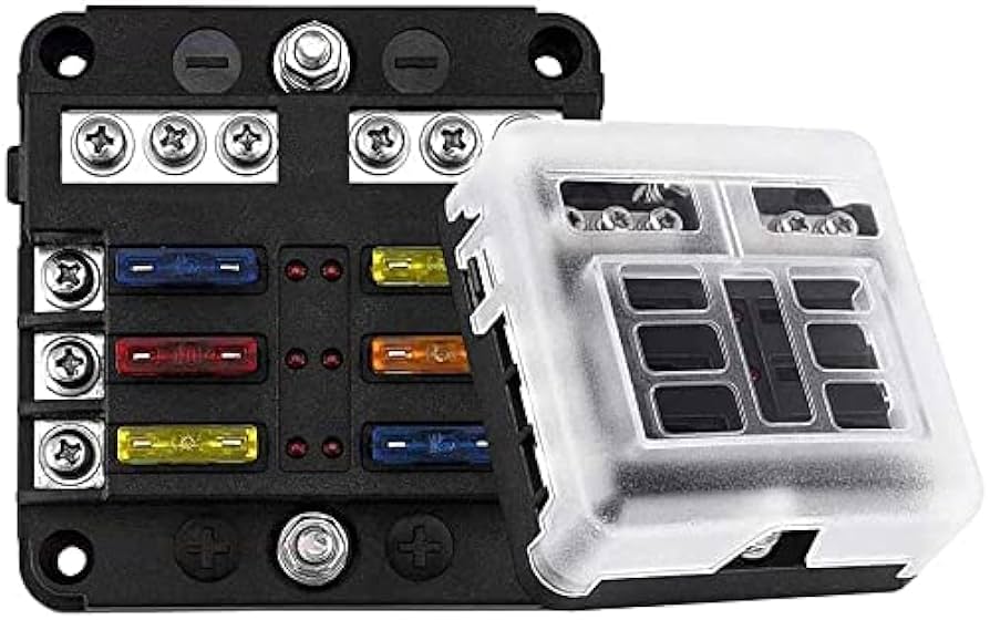 Boîte à Fusibles 6 Voies Avec LED - Bloc Porte-Fusible 12V/24V Pour Voiture/Bateau