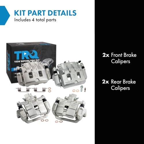 Image of TRQ Front and Rear Brake Caliper Set Zinc Coated Brackets Hardware Compatible with 2002 Subaru Legacy 2000-2002 Subaru Outback