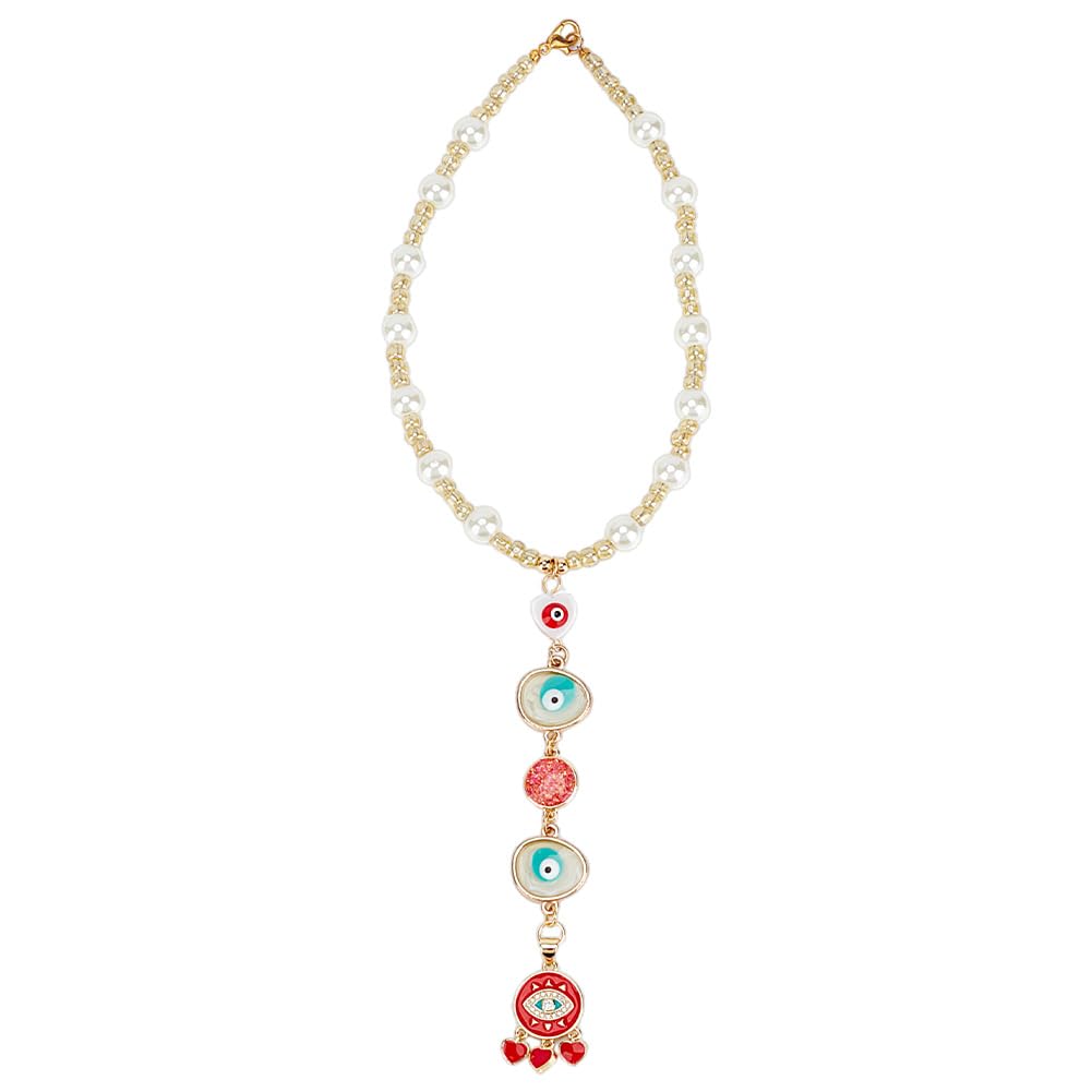 Evil Eye Car Hanging Ornament Heart Red Evil Eye Rear View Mirror Car Charm Resin Shell Lanyards Beaded Decor Accessories Sun Catcher Pendent Decor for Window Car Home Door Frame Balcony