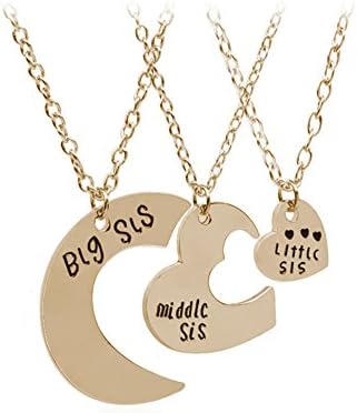 3Pcs Big Sister Little Sister Middle, No Color, Size Big Middle Little Sis Gold