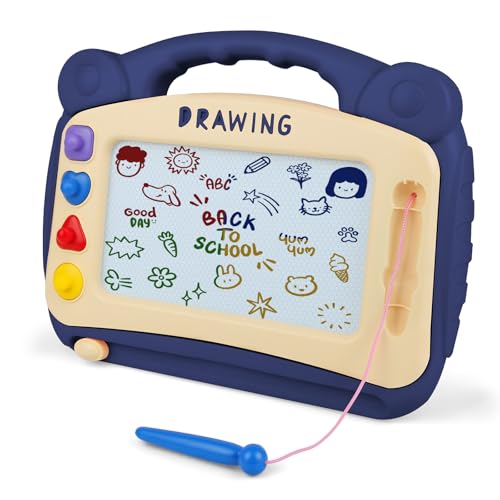 OFFCUP Magnetic Drawing Board, Toddler Boy Girl Toys for 1-5 Year Old, Portable Doodle Pad with Pen, Learning Educational Toys for 1 2 3 Baby Kids Birthday Gift (Large- Blue)