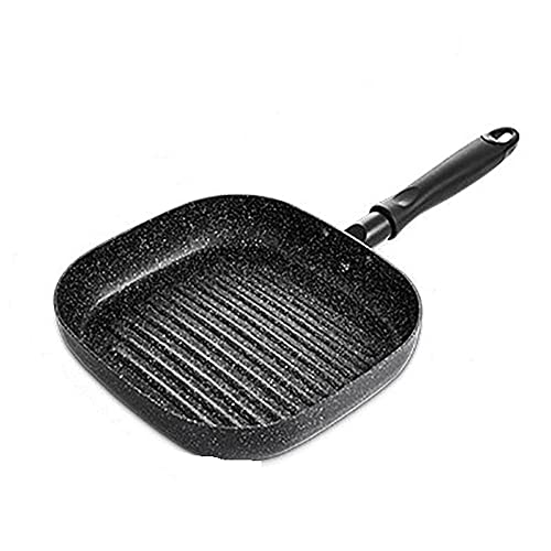 Sartén cuadrada antiadherente para carne con asa, 22 x 24 cm, sartén cuadrada para hornear a rayas, utensilios de cocina