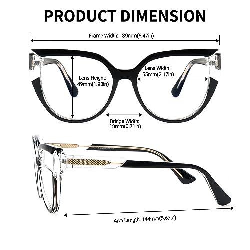 Image of Zeelool Stylish Oversized Cat Eye Blue Light Blocking Glasses for Women Joyce ZJGT550502-03 Black