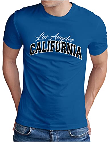 T-shirt Los Angeles OM3 pour homme en bleu roi grande taille XXXXL style college