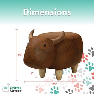 Critter Sitters 14-In. Seat Height Brown Cow Animal Shape Ottoman, Soft Kids Ottoman for Nursery, Bedroom, Playroom, and Living Room Decor, Multifunctional Cushioned Animal Footstool Critter Sitters 14 In Seat Height Brown Cow Animal Shape Ottoman Soft Kids Ottoman for Nursery Bedroom Playroom and Living Room Decor Multifunctional Cushioned Animal Footstool