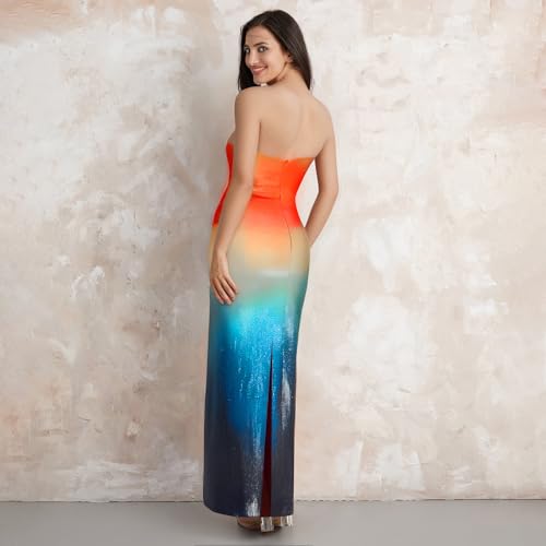 Image of Owl's-Yard Women Sexy Maxi Dress Y2K Spaghetti Strap Floral Print Low Cut Backless Slim Fit Sequins Long Cocktail Dress