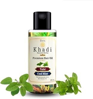 Khadi Natural Tulsi & Mint Ayurvedic Hair Oil - Enriched with Real Herbs for Growth & Scalp Nourishment | 100 ML