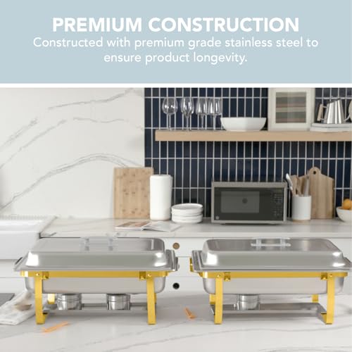 image for Alpha Living 4 Pack 8QT Chafing Dish Full Set – Stainless Steel Cate