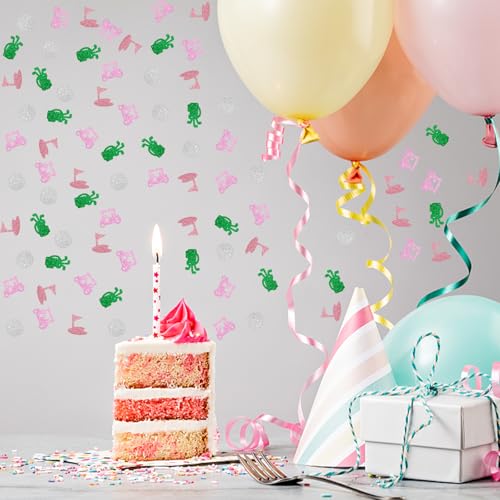 Image of 100pcs Golf Confetti, Pink Glitter Hole In One 1st Birthday Table Confetti, Golf Paper Cut Outs for Sport Themed Birthday /Baby Shower Party Table Decoration