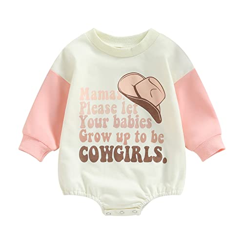 Image of Kayotuas Western Baby Boy Girl Clothes Cowgirl Sweatshirt Romper Long Sleeve Bodysuit Oversized Sweater Spring Fall Outfits