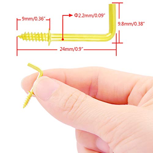 Shells 50Pcs Gold Color Copper Plated Metal Right-Angle Hooks 7 Shape Screw Hooks Self-Tapping Screws Hooks L Shape Hooks 1 Inch #TOP4