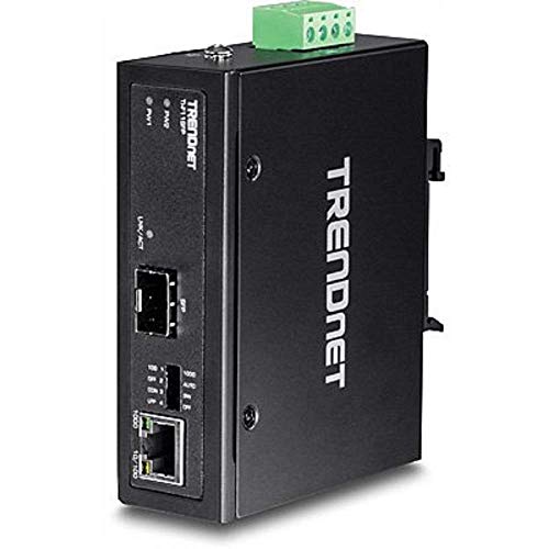 TRENDnet Hardened Industrial 100/1000 Base-T to SFP Media Converter, DIN-Rail/Wall Mount, Multi or Single Mode Fiber, Power Supply Sold Separately, TI-F11SFP (Renewed)