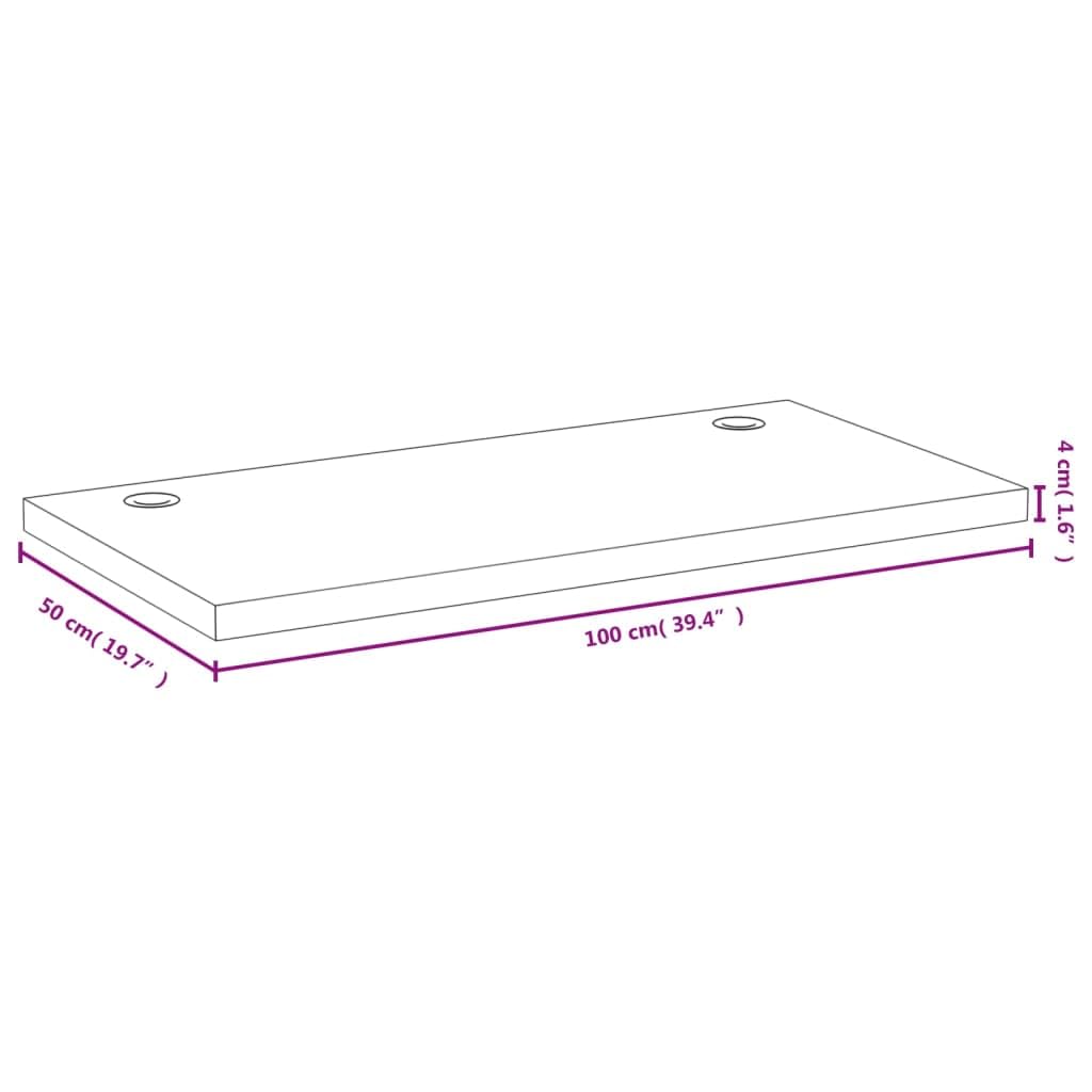 Schreibtischplatte Bambus 100x50x4 cm mit Kabellöchern, langlebiges Zubehör für Büro und Homeoffice, vielseitige Tischplatte für Gaming, Arbeitsplatz