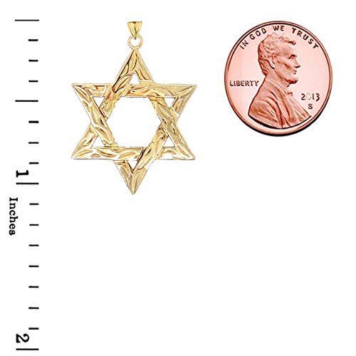 Certified 14k Gold Small Detailed Star of David Pendant2