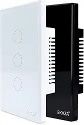 Interruptor Inteligente EKAZA 3 Botões Branco WiFi+BLE+RF, EKNH-T107-3W