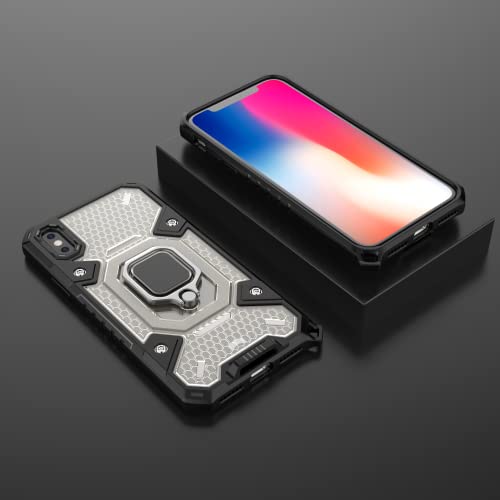 Image of Thermoplastic Polyurethane Tough Armor Bumper Back Case Cover For iPhone Xs|Ring Holder & Kickstand In-Built|360 Degree Protection Back Case Cover For iPhone Xs (Black)