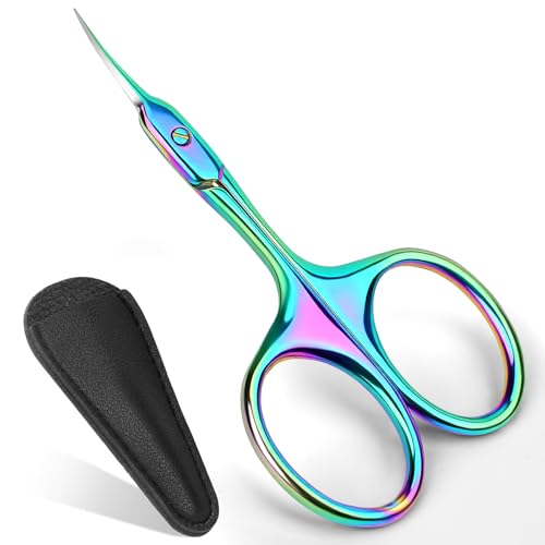 Wgbon Cuticle Scissors, Extra Fine Curved Manicure & Pedicure Nail Scissor for Women/Men, Professional Small Grooming Tool for Nail Care, Eyebrow Trimming (Colorful)