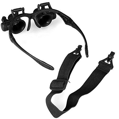Vergrößerung 10X15X 20X 25X 4-Gruppen-Linse Doppelbrille Kopfmontierte LED-Lupe, Kombinationspakete Handheld