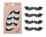 False Eyelashes 4 Pairs - Professional Reusable Face Eyelashes Fit for All Eyes, Natural Thick Hand-Made 3D Faux Eyelashes for a Beautiful Makeup Look (G106)
