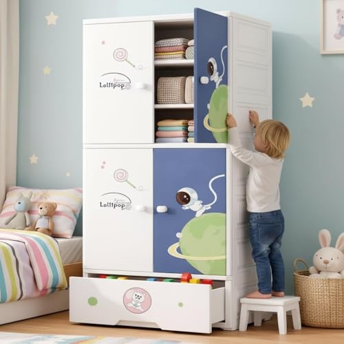 Image of Strassis Design Multipurpose Stackable Plastic Cupboard Drawer for Clothes Storage, Almirah for Clothes, Foldable Wardrobe Cabinet Organizer for Office, Kitchen, Bathroom (Nigh Orchid)