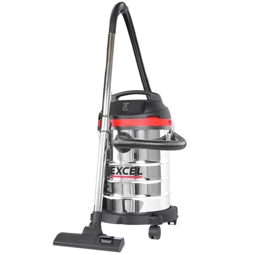 Excel 30L Wet and Dry Vacuum Cleaner - Powerful 1400W Motor, Durable Stainless Steel Tank, Lightweight & Maneuverable for Effortless Cleaning