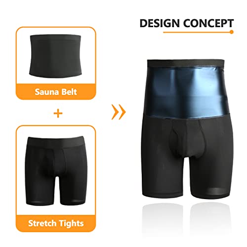 Akkad Kuti Sauna Sweat Shorts For Men Workout Compression Shorts Tummy Control Shapewear High Waist (Sauna Shorts Blue,L) #TOP1