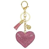LETYJECKY - Portachiavi donna a forma di cuore con strass glitter, Accessorio elegante per borsa donna, Portachiavi per Auto, Regalo compleanno donna, Idee regalo amica, Idee regalo donna (Rosa)