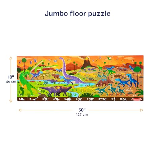 Melissa & Doug Land of Dinosaurs Jumbo Floor Puzzle 48-Piece Toy | 48 Wipe-Clean Pieces, Over 4 Feet Long, Search & Find Game, Educational Floor Puzzle Play, Learning Toys for Kids, Ages 6+ - image 6