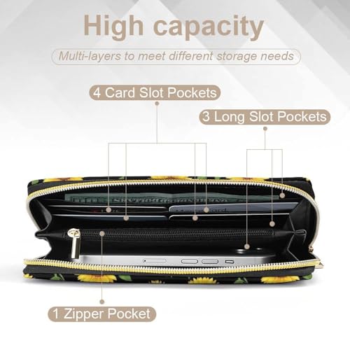 Large Capacity Beautiful Sunflower Wallet for Unisex, Wallets Easy to Carry, Compact Wallet for Outdoor Accessories4